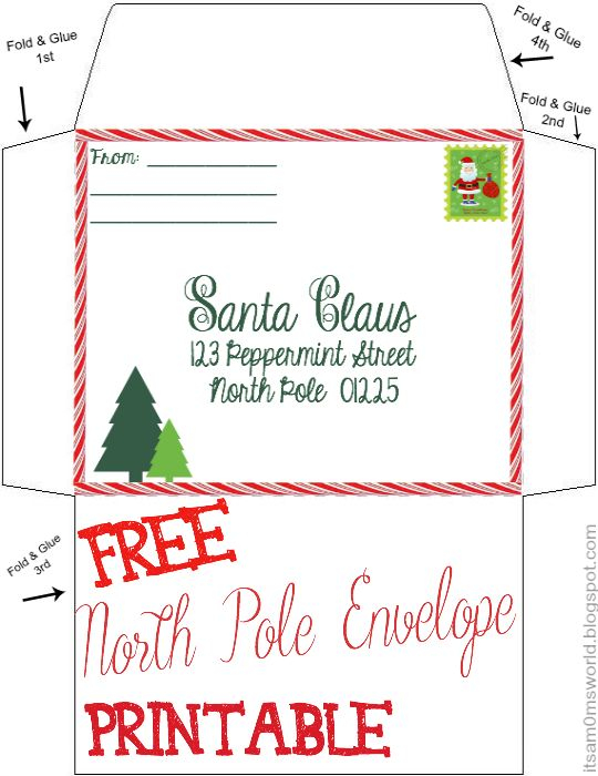 Free North Pole Envelope Template With Printable Christmas List Santa 