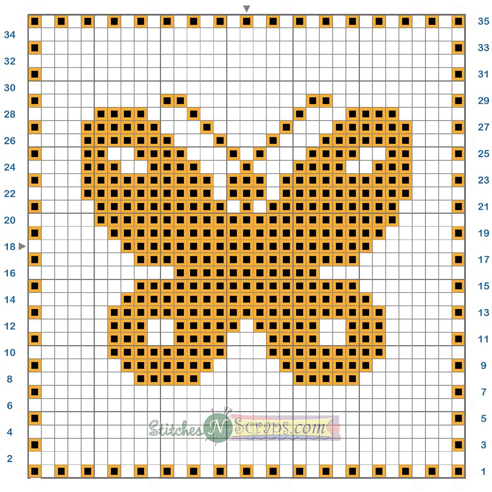 Free Pattern Filet Crochet Butterfly Motif Chart Stitches N Scraps