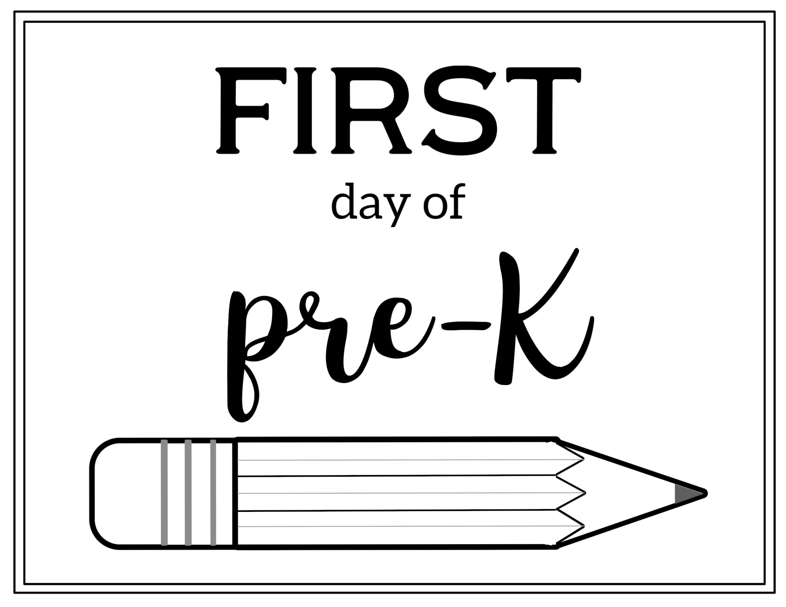 Free Printable First Day Of School Sign Pencil Paper Trail Design