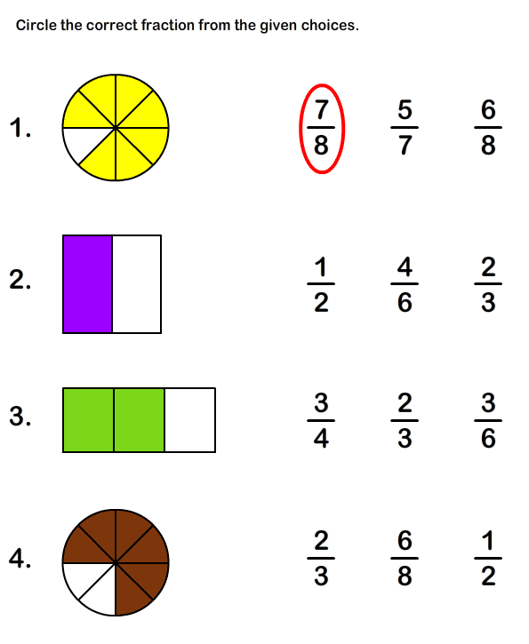 Free Printable Fraction Worksheets For Grade1 Math Worksheets For Kids