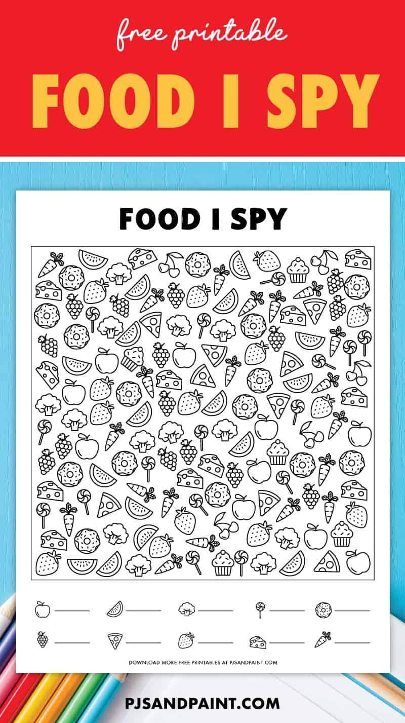 Free Printable I Spy Game Food Themed I Spy Pjs And Paint