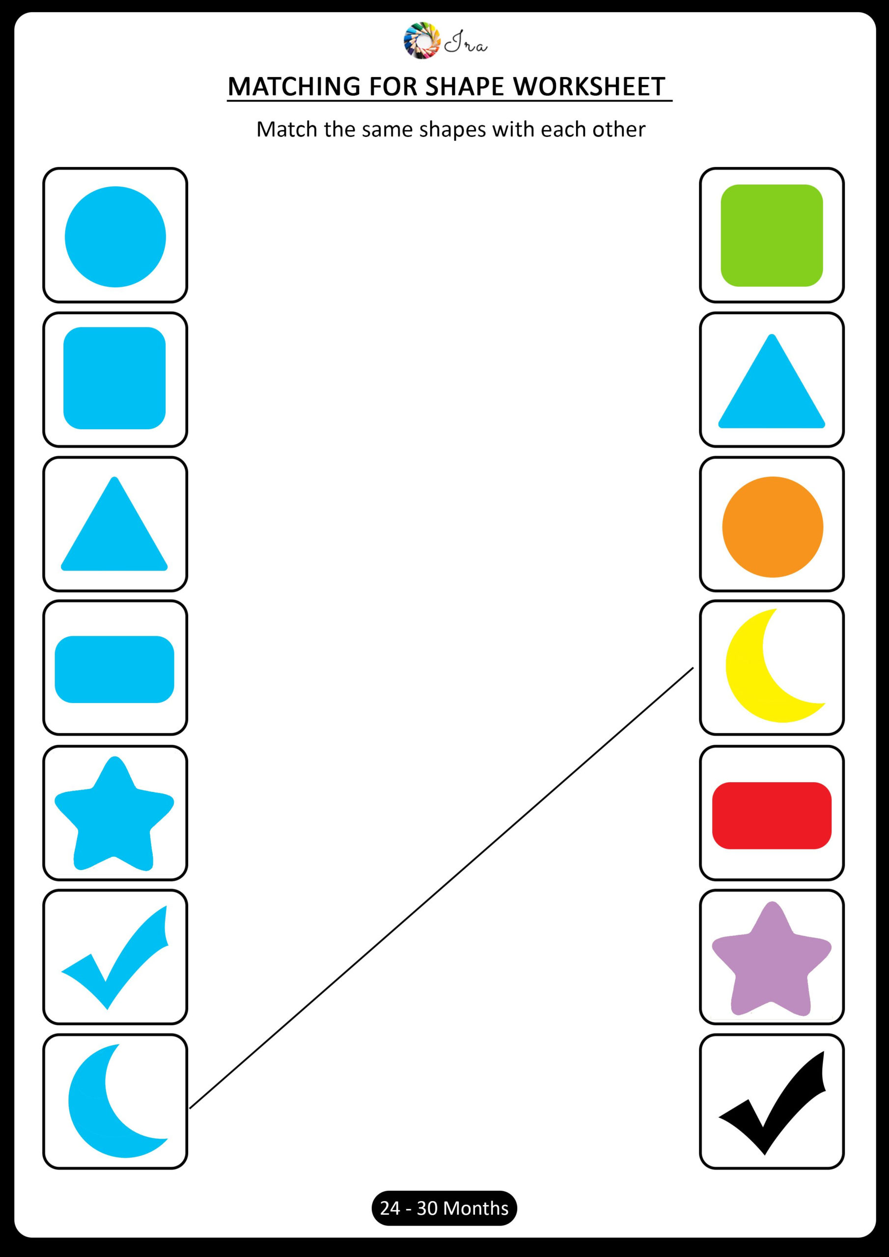 Free Printable Matching Shapes Worksheets For 24 30 Months Ira 