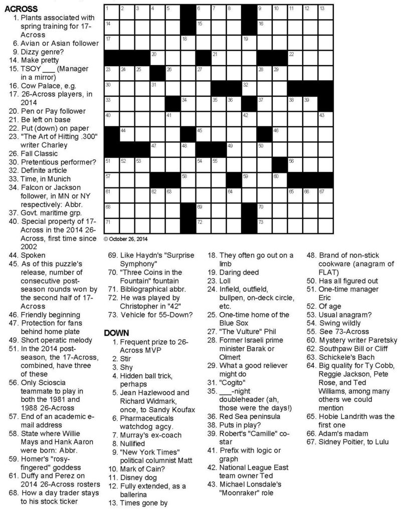 Free Printable Sports Crossword Puzzles Free Printable A To Z