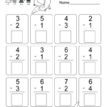Free Printable Subtraction Quiz Worksheet For Kindergarten