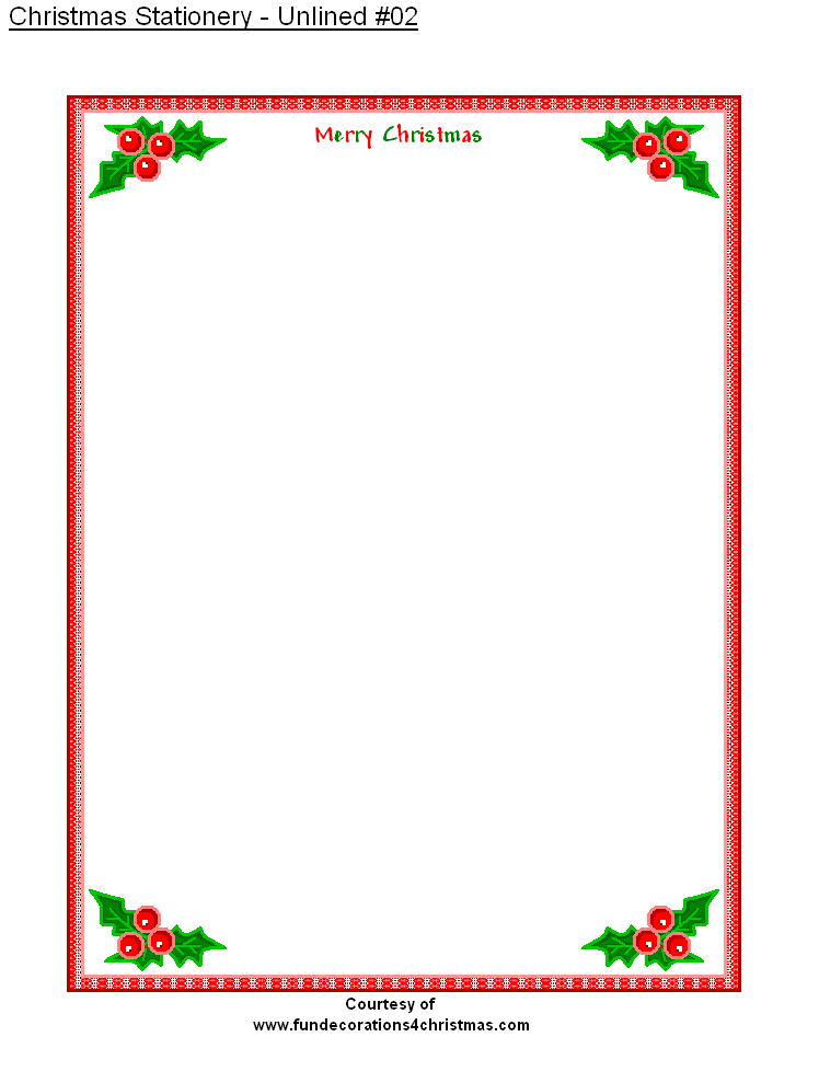 FREE Printable Unlined Christmas Stationery Christmas 
