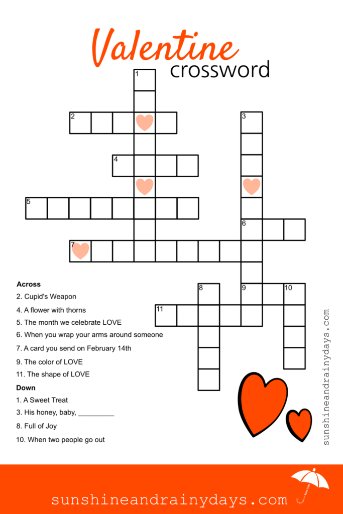 Free Printable Valentine Crossword Puzzles For Adults