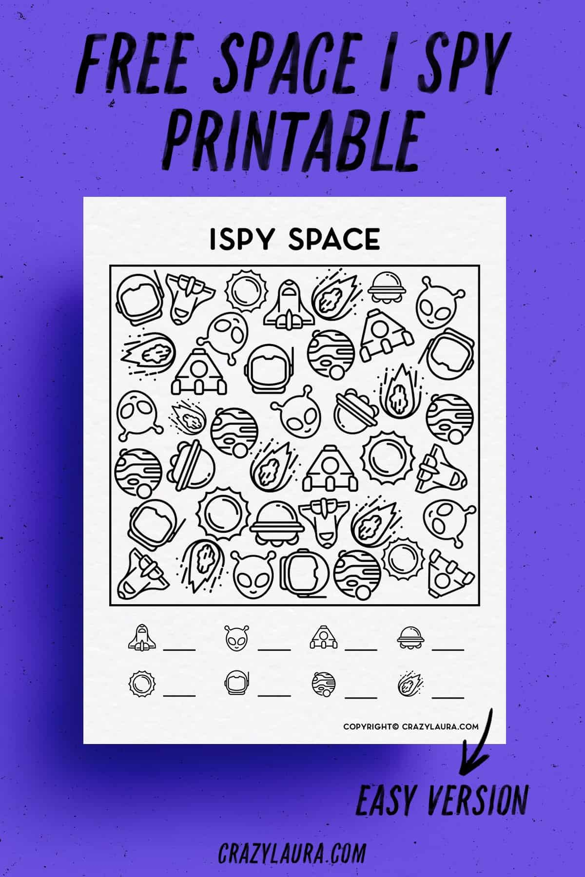 Free Space I Spy Printable Activity For Kids In 2021 Crazy Laura