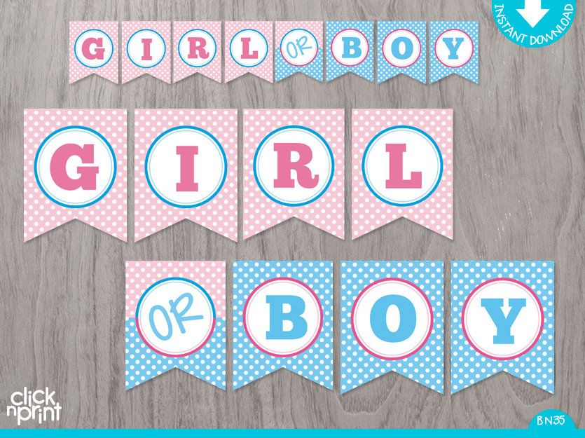 Gender Reveal Printable Baby Shower Banner Gender Reveal Etsy In 2020 
