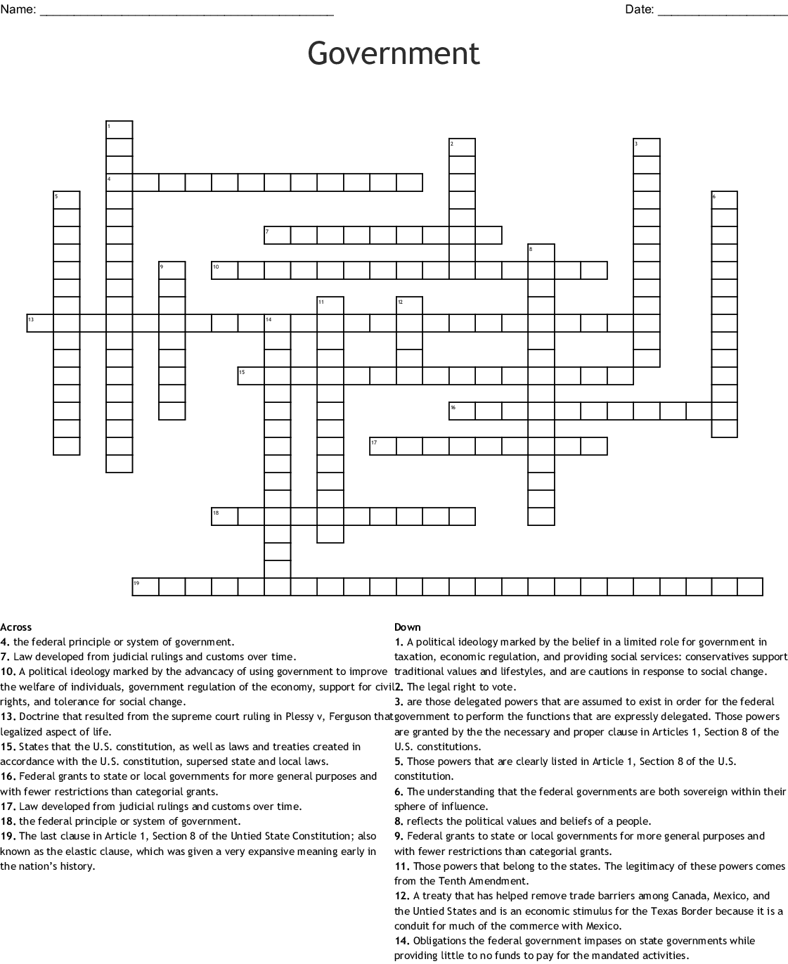 Government Crossword WordMint