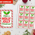 Have A Holly Jolly Christmas Favor Tags Gingerbread Man Tags Happy