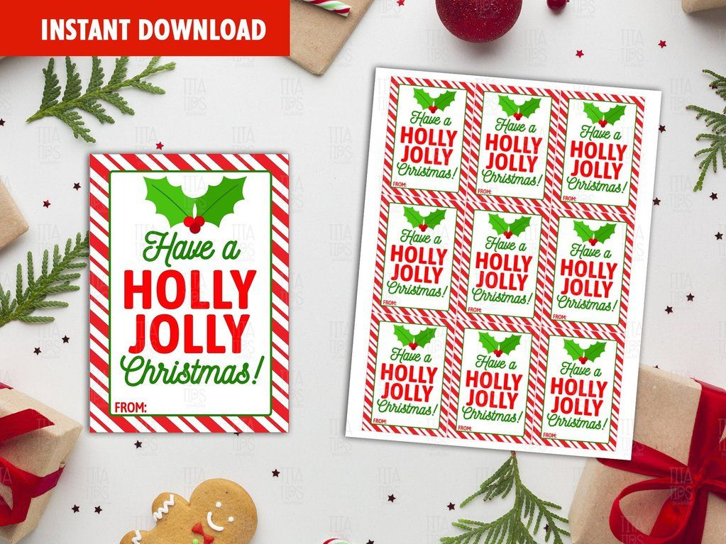Have A Holly Jolly Christmas Favor Tags Gingerbread Man Tags Happy 