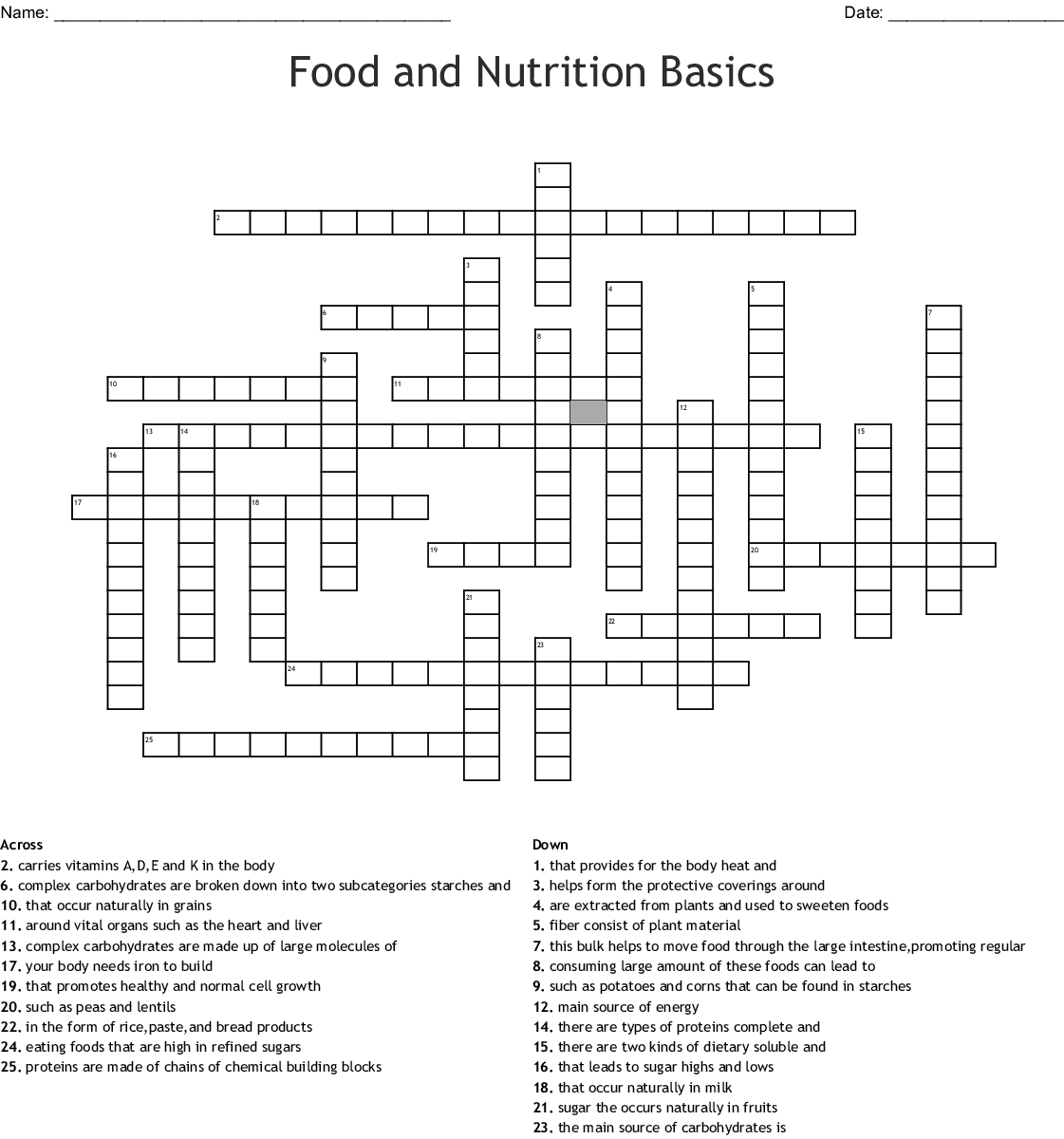 Healthy Eating Crossword Puzzles Printable Printable Template 2025