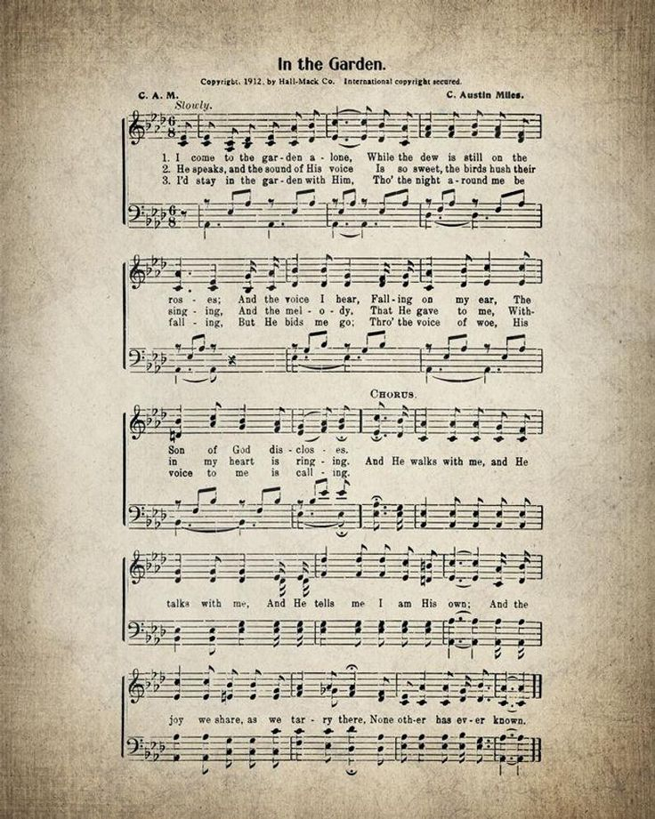 In The Garden Hymn Print Sheet Music Art Hymn Art Hymnal Etsy Hymn 