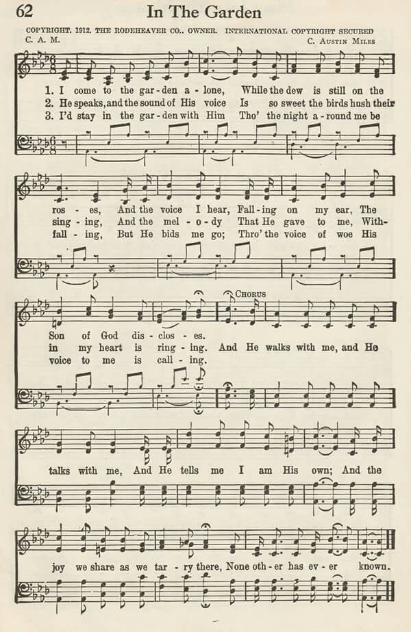 In The Garden Hymns Lyrics Hymn Music Hymn Sheet Music