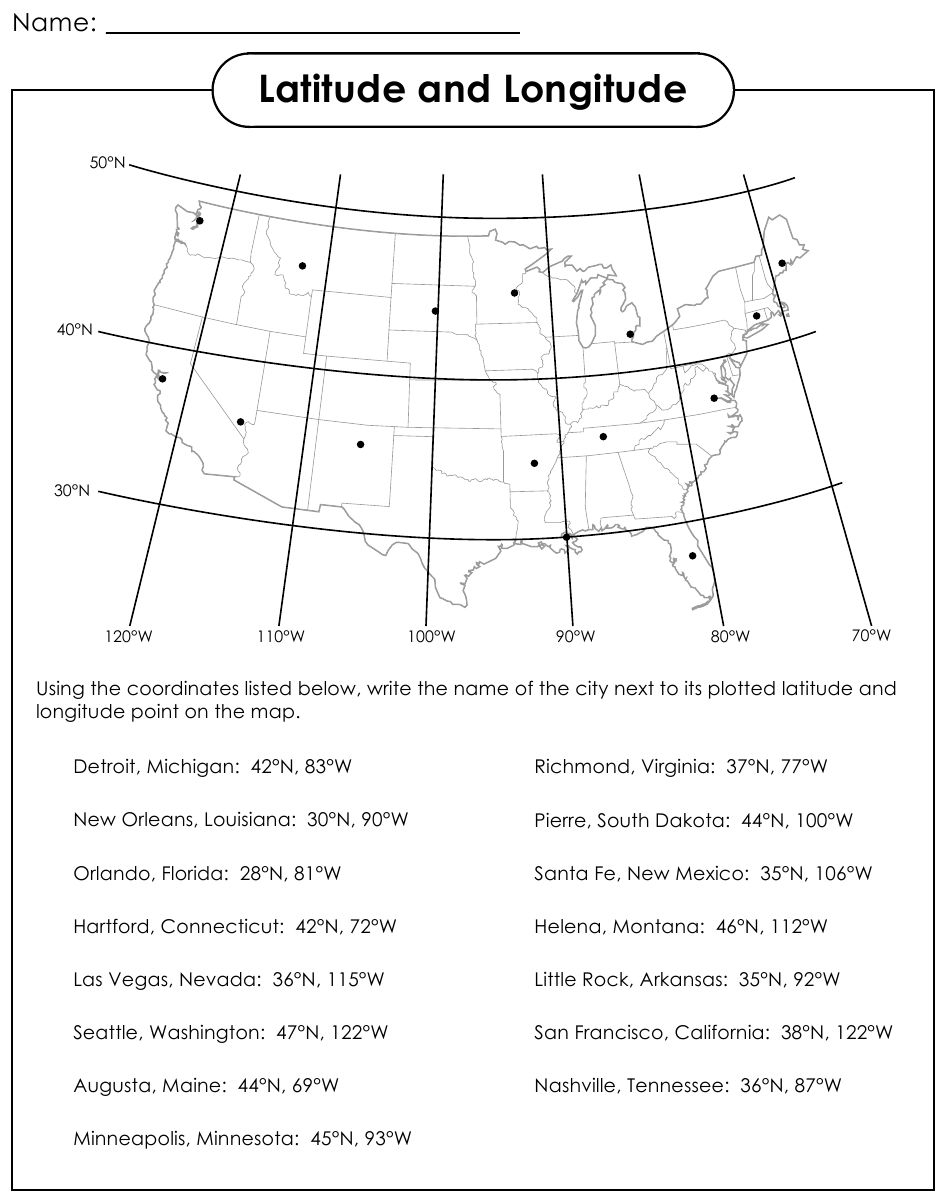 Longitude And Latitude Activity Worksheets