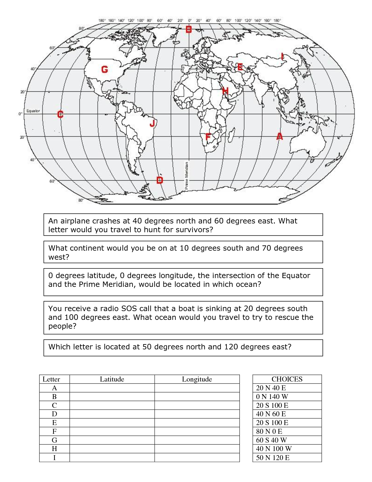 Longitude And Latitude Worksheet Latitude Longitude 