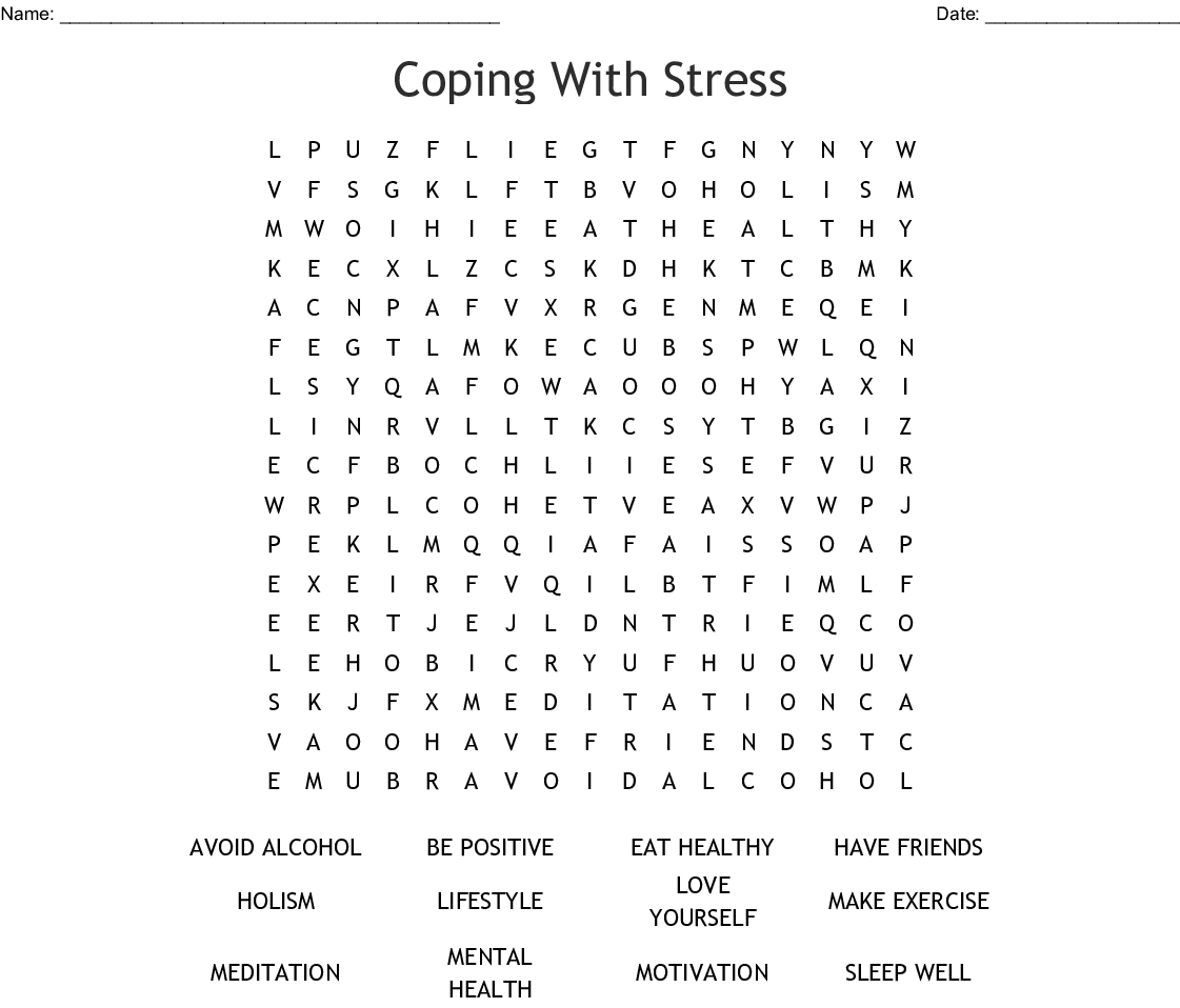 Managing Stress Crossword Wordmint Printable Stress 