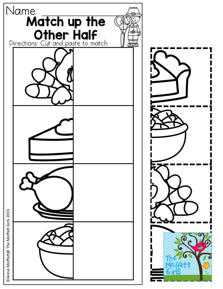 Match Up The Other Half Thanksgiving Fun For Preschool November NO 