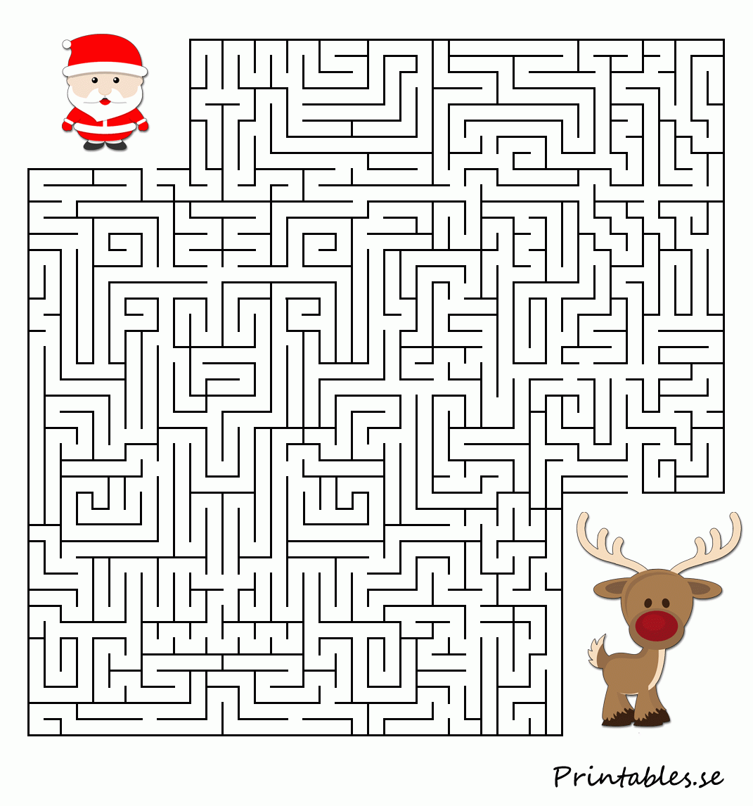 Maze Help Santa Find His Reindeer free Printable 