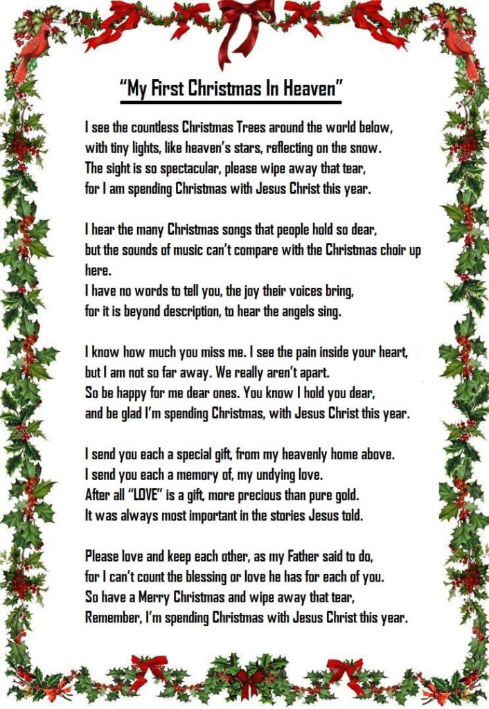 My First Christmas In Heaven Poem By Wanda Bencke 