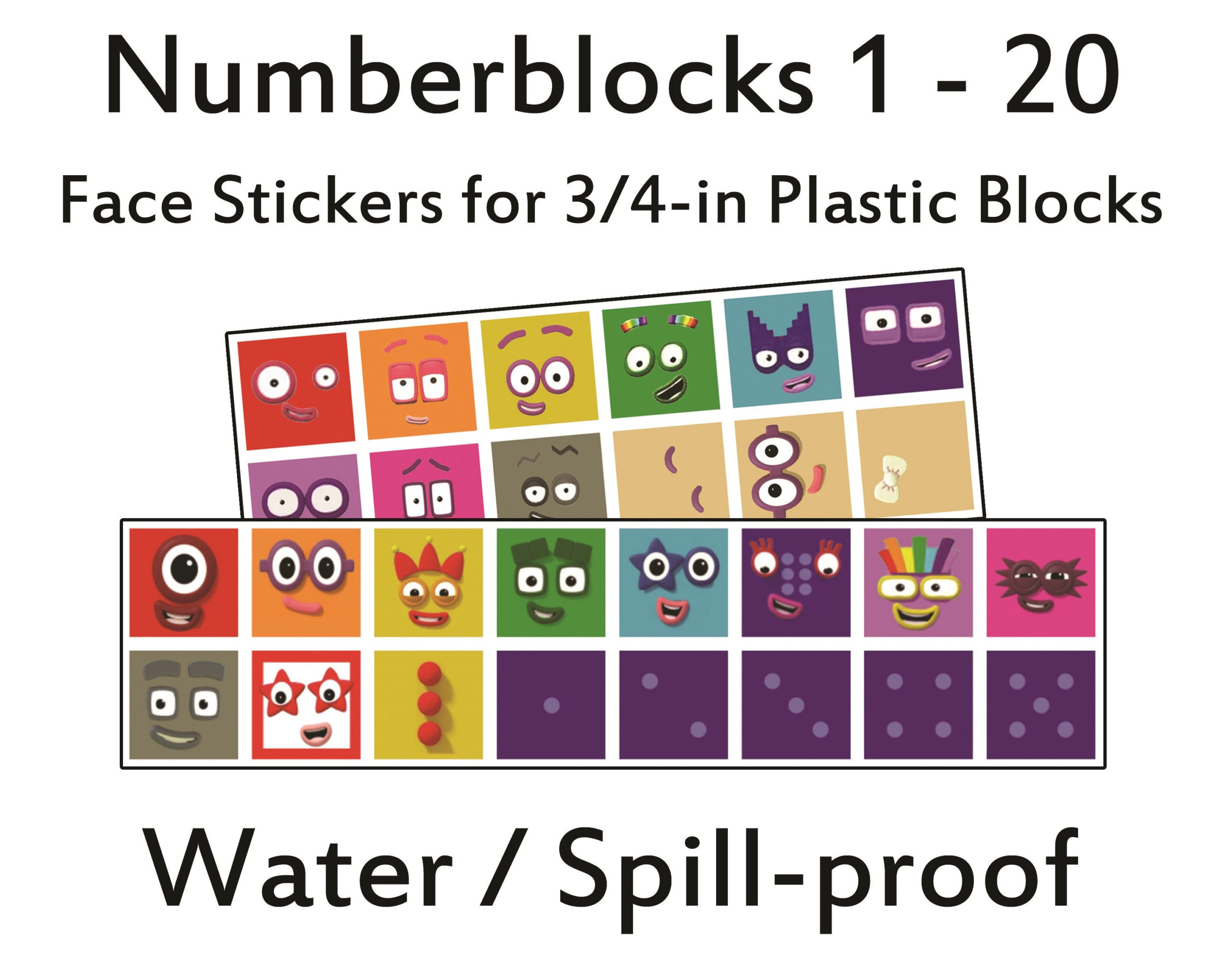Numberblocks 1 20 Face And Body Stickers Waterproof Peel Etsy
