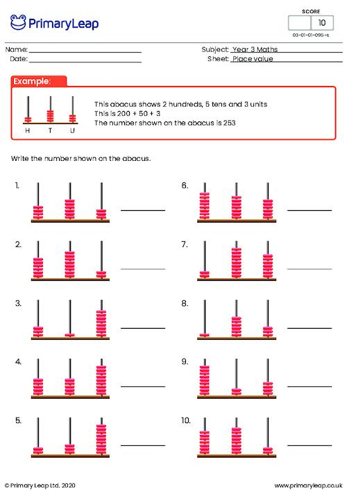 Numeracy Hundreds Tens And Units 1 Worksheet PrimaryLeap co uk