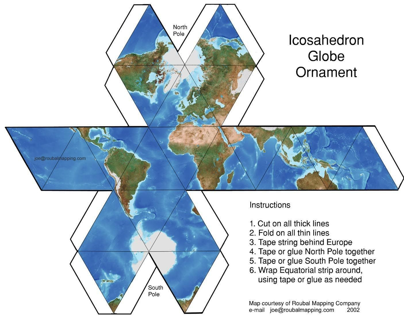 Papercraft Globe Diy Icosahedron Globe Motif Maps Globes Pinterest 