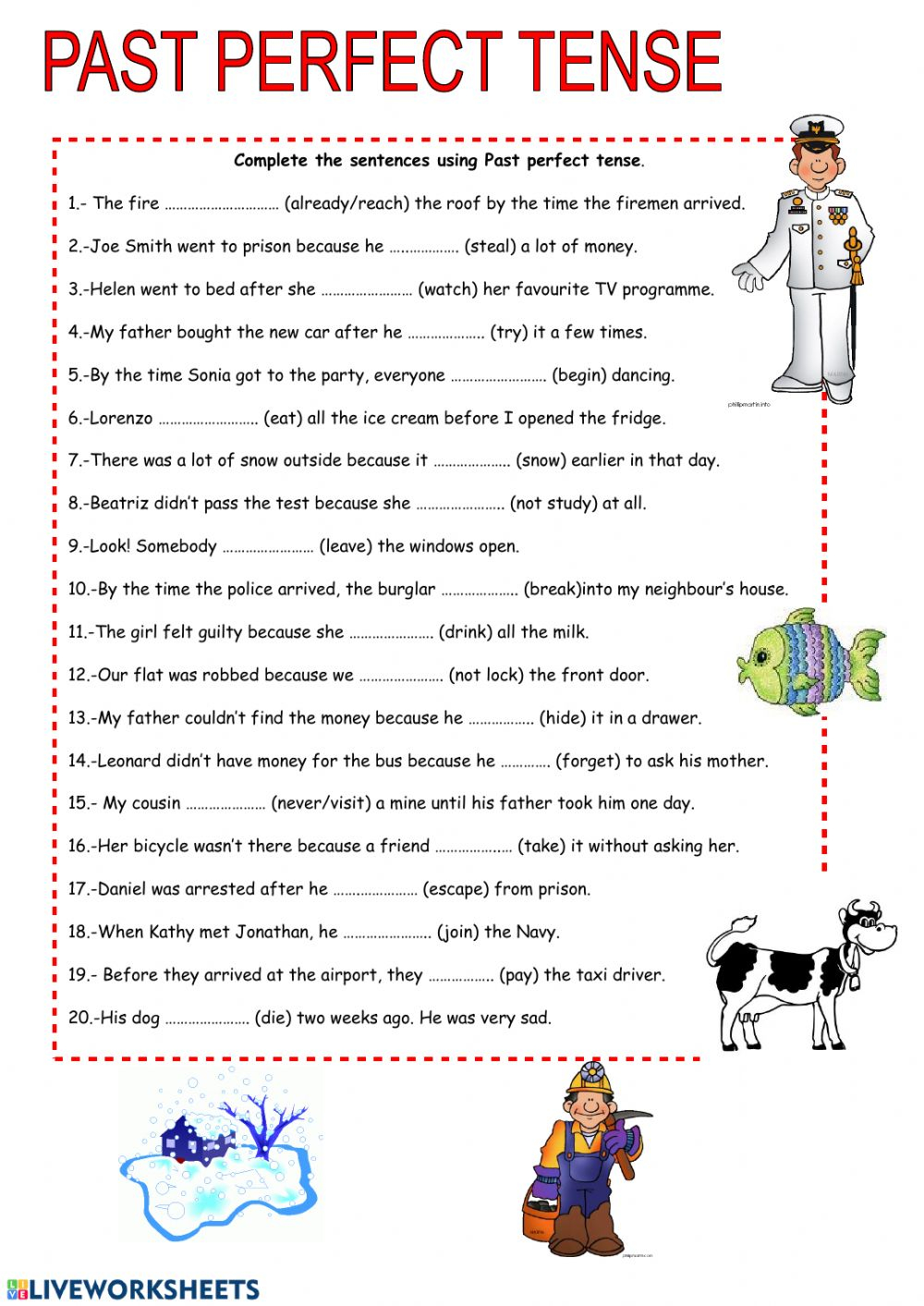 Past Perfect Interactive Worksheet