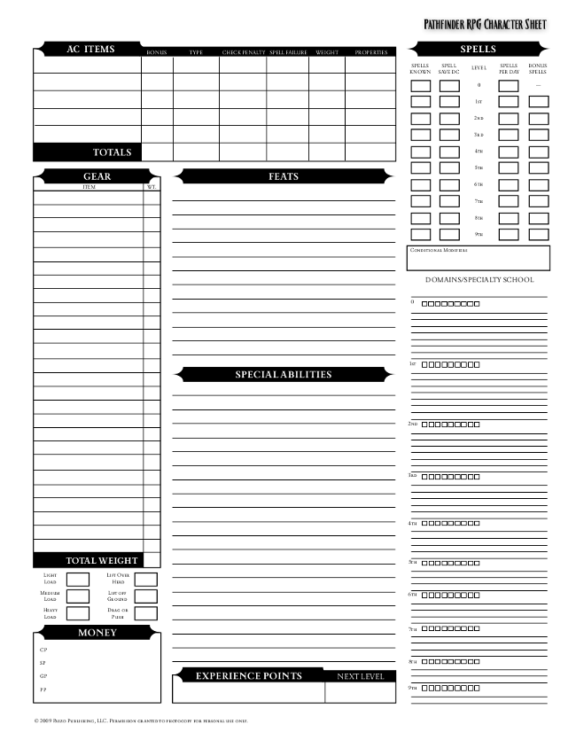 Pathfinder Character Sheet Fotolip