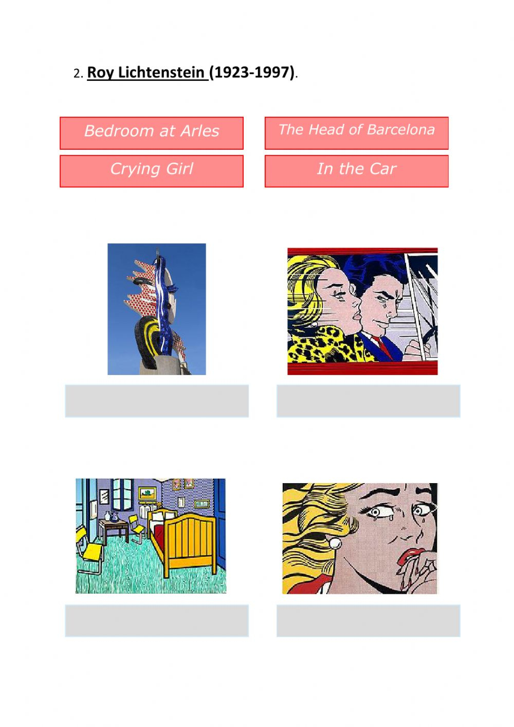 Pop Art Worksheet