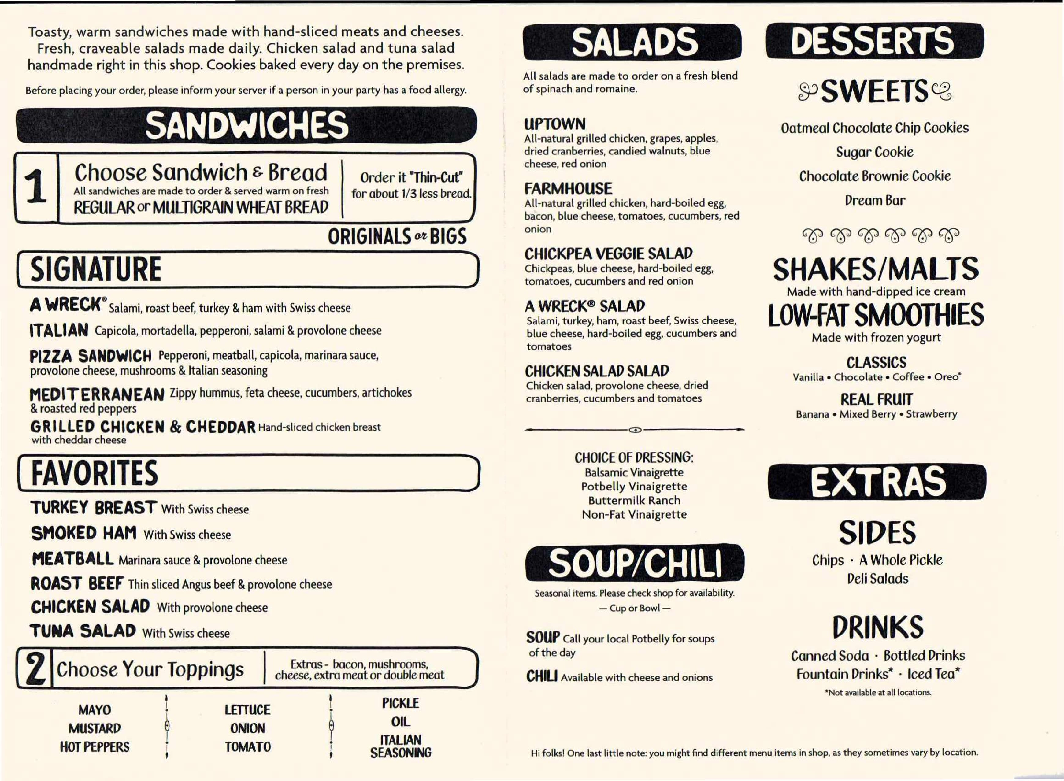 Potbelly Printable Menu That Are Fan Bennett Website