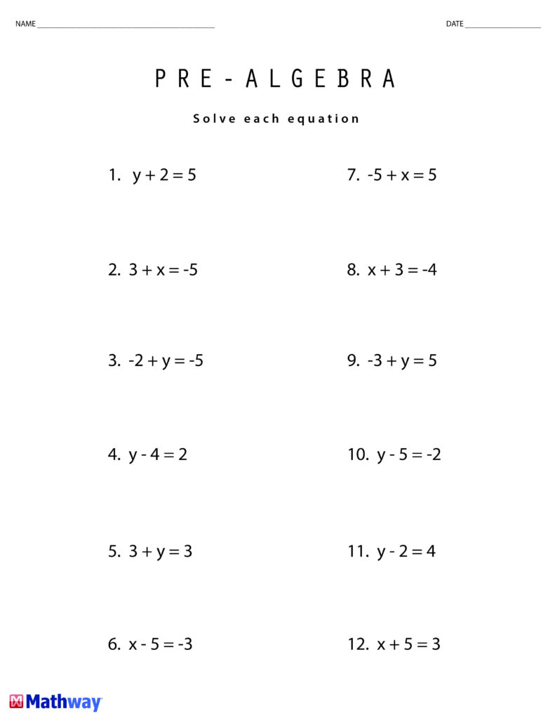 Pre Algebra Math Worksheet Need A Little Extra Practice Try Out These