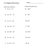 Pre Algebra Practice Worksheet Free Printable Educational Worksheet