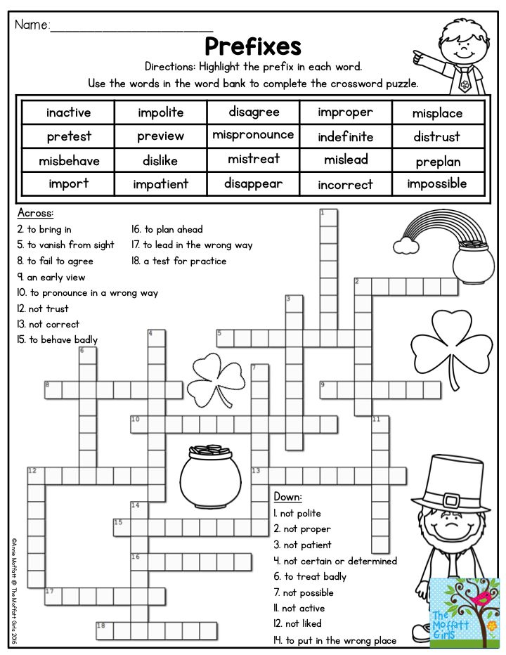 Prefixes Crossword Puzzle Highlight The Prefix In Each 