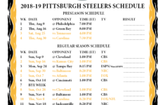 Printable 2018 2019 Pittsburgh Steelers Schedule