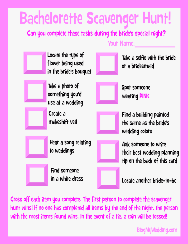 Printable Bachelorette Party Games Archives Blog My Wedding