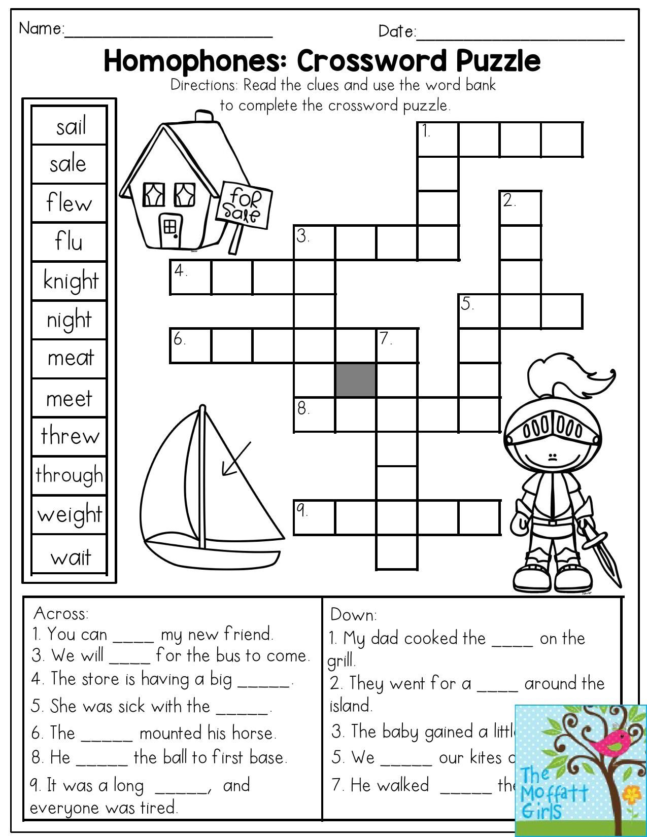 Printable Crossword Puzzles 3Rd Grade Printable Crossword Puzzles