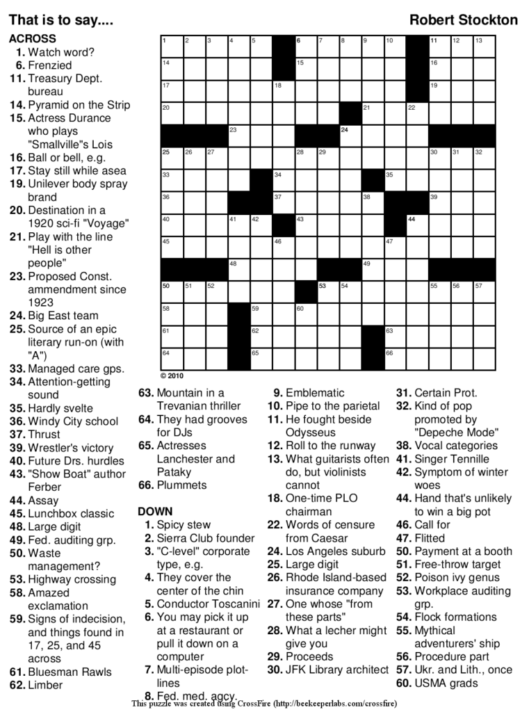Printable Crossword Puzzles And Solutions Printable Crossword Puzzles