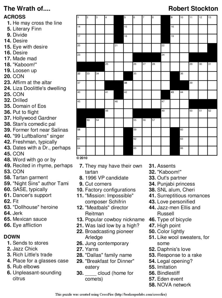 Printable Crosswords For High School Students Printable Crossword Puzzles