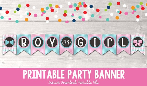 Printable Gender Reveal Party Banner Instant Download Boy Or