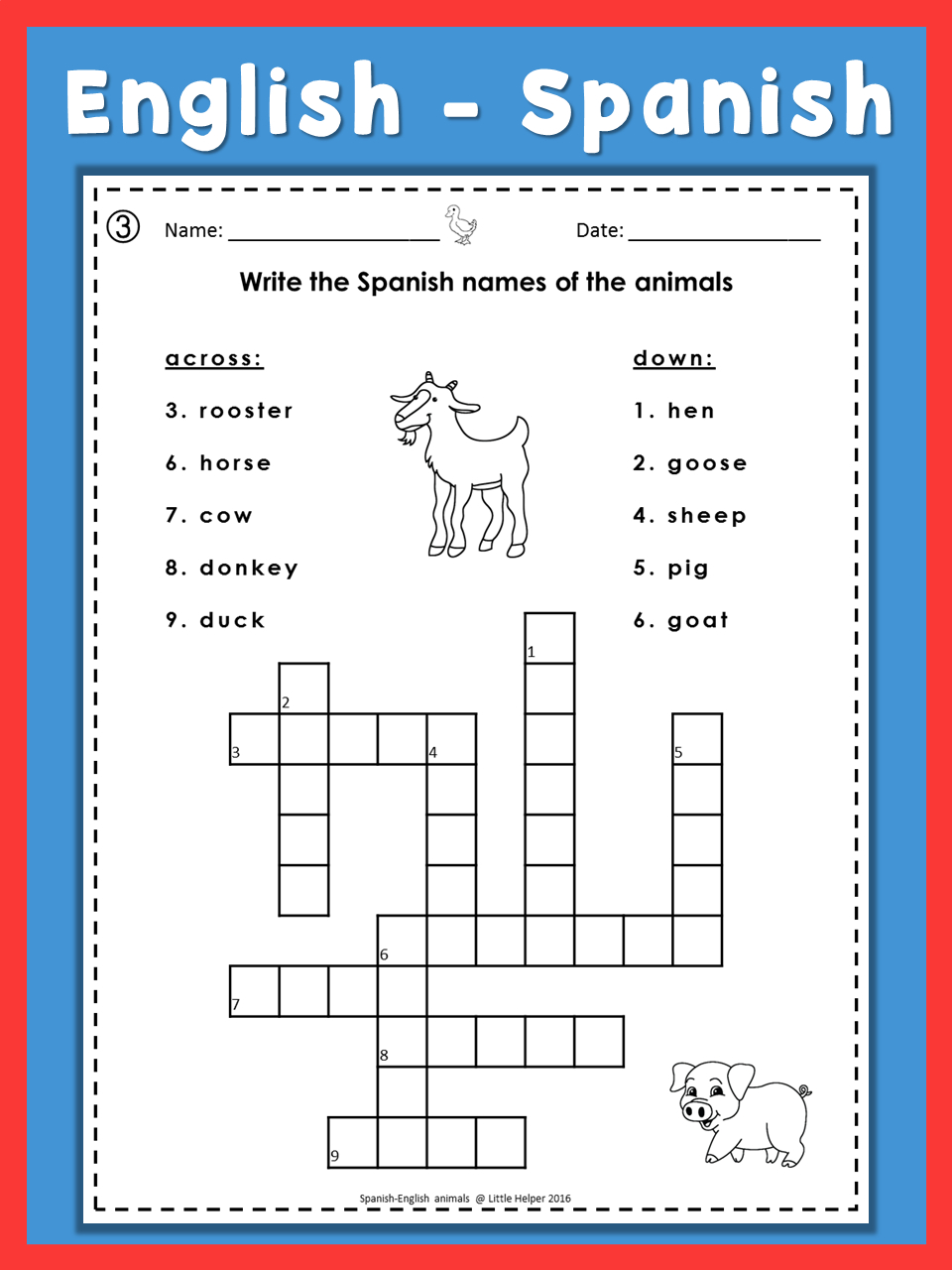 Printable Spanish Crossword Puzzle Printable Crossword Puzzles