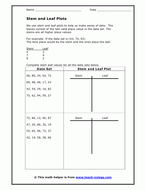 Stem And Leaf Worksheet Free Worksheets Library Download