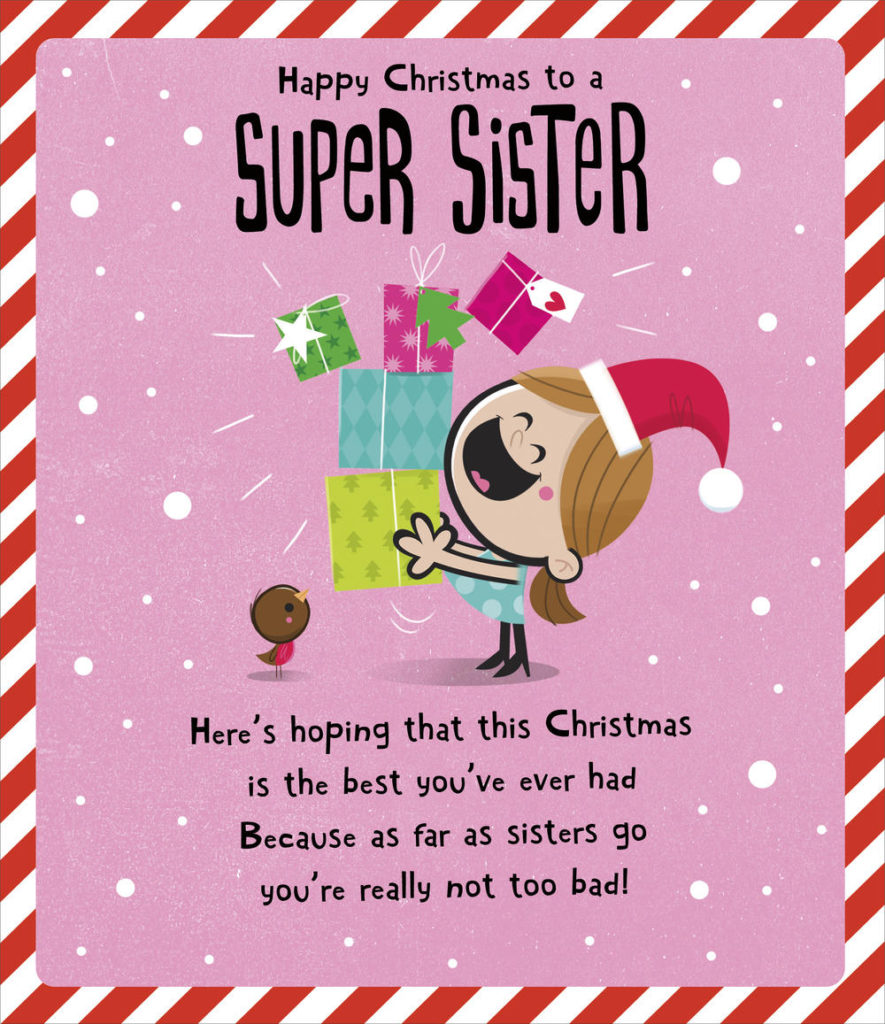 Super Sister Happy Christmas Greeting Card Cards