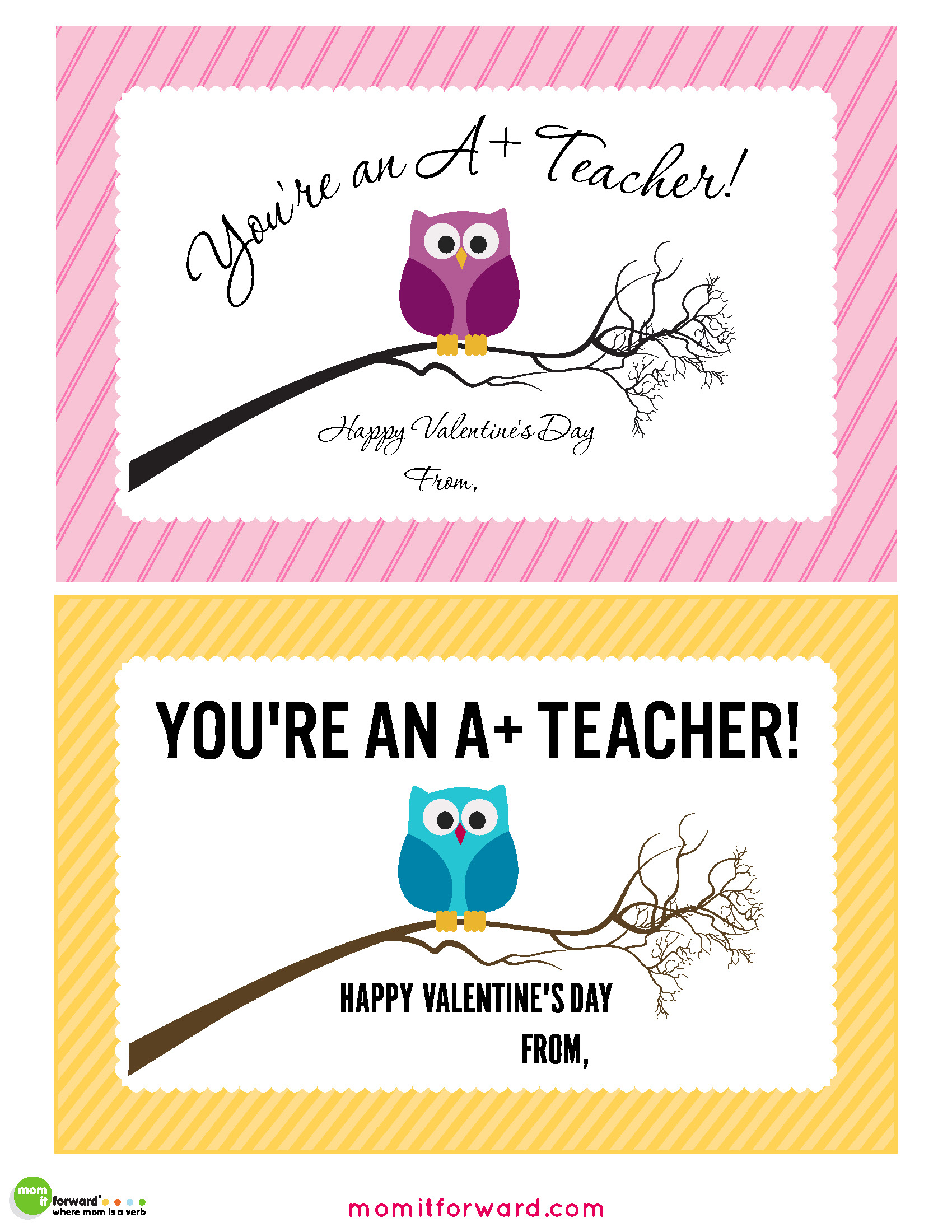 Teacher Valentines Day Cards Printable Mom It ForwardMom It Forward