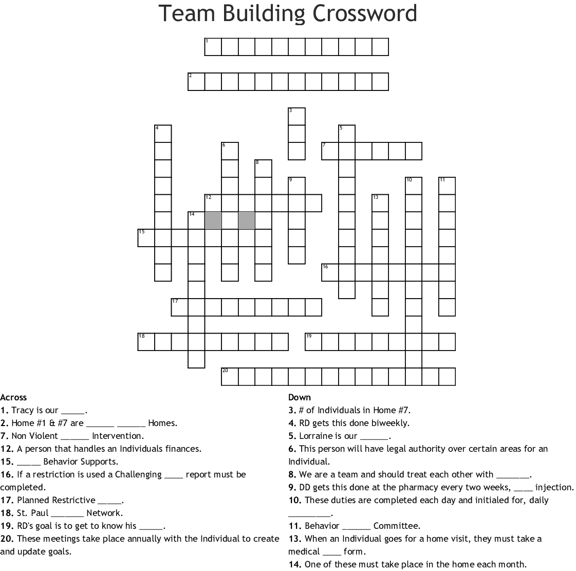 Team Building Crossword WordMint