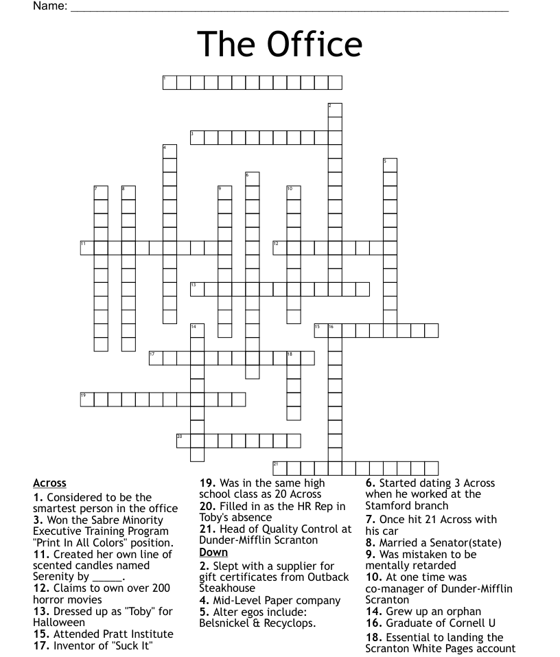 The Office Characters Word Scramble WordMint