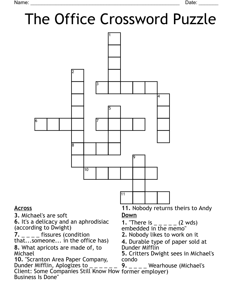 The Office Crossword Puzzle WordMint