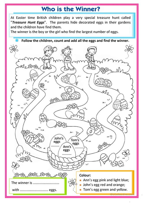 Treasure Hunt Eggs English ESL Worksheets For Distance Learning And