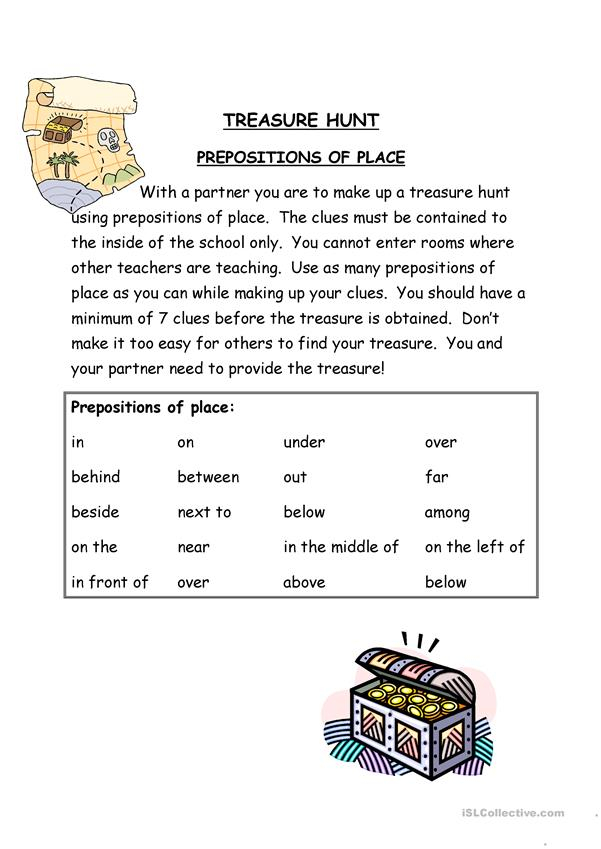 Treasure Hunt Worksheet Free ESL Printable Worksheets Made By Teachers