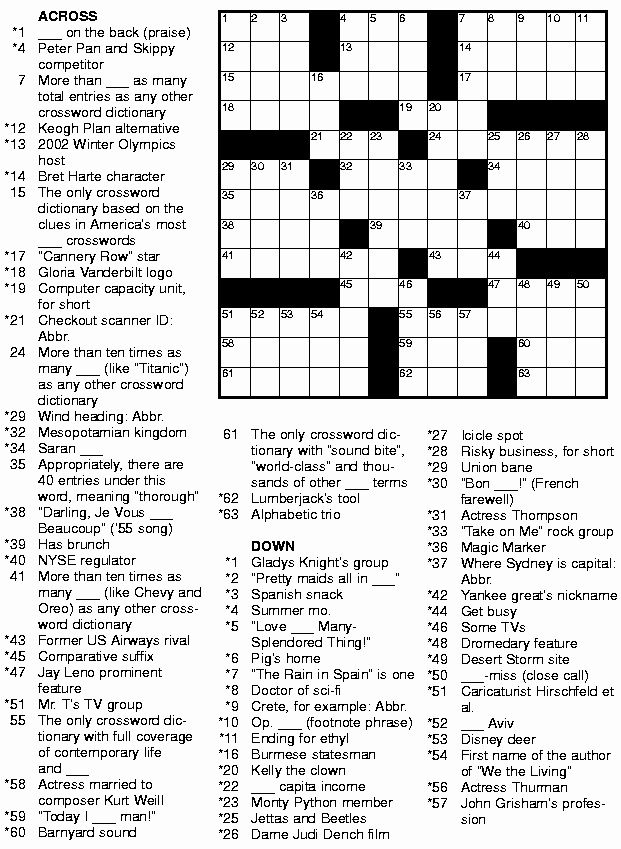 Usa Today Crossword Printable Free Printable Crossword Puzzles 